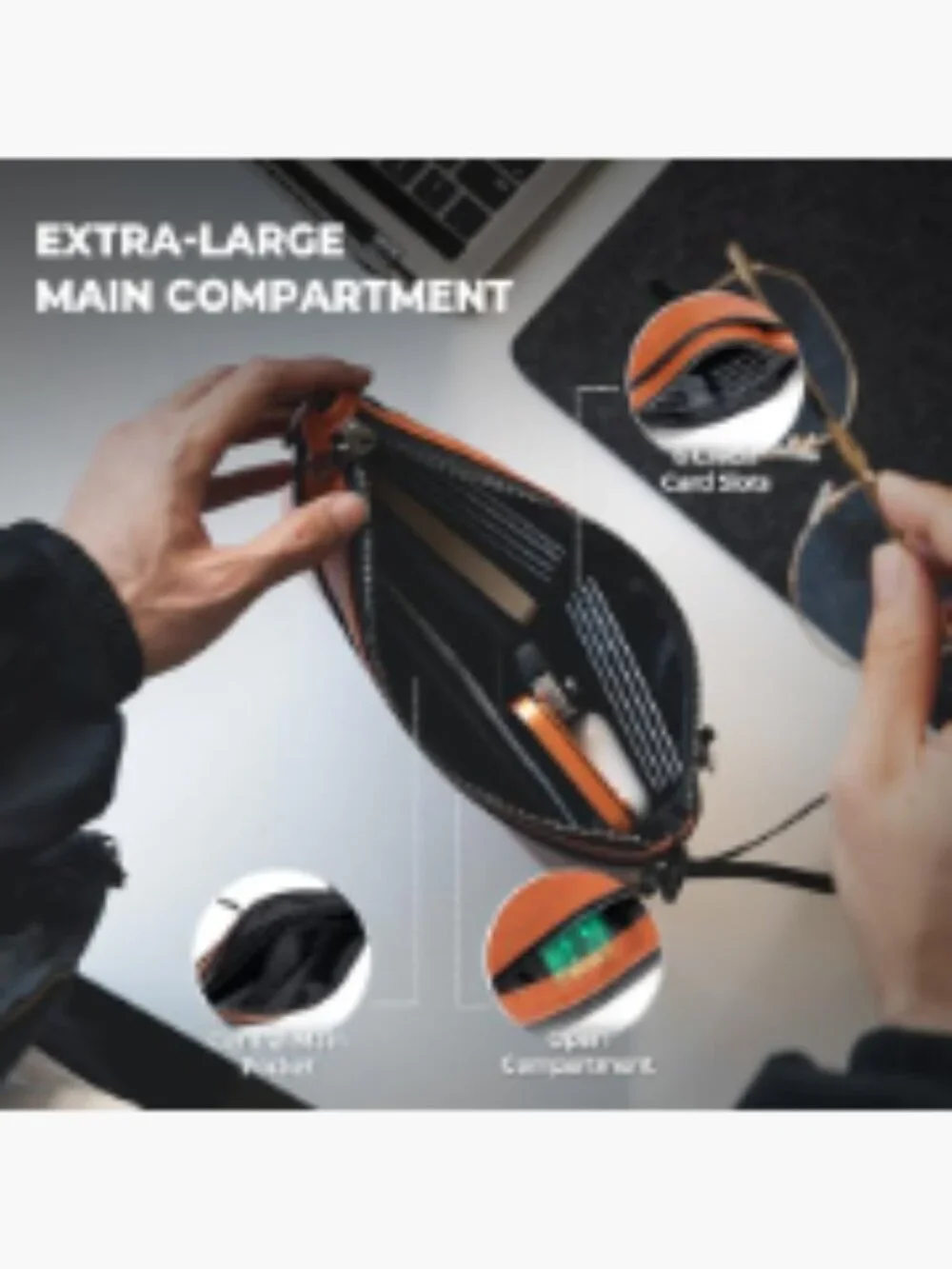 RFID Blocking Clutch Bag for Men, Large Wristlet Wallet, Business Handbag
